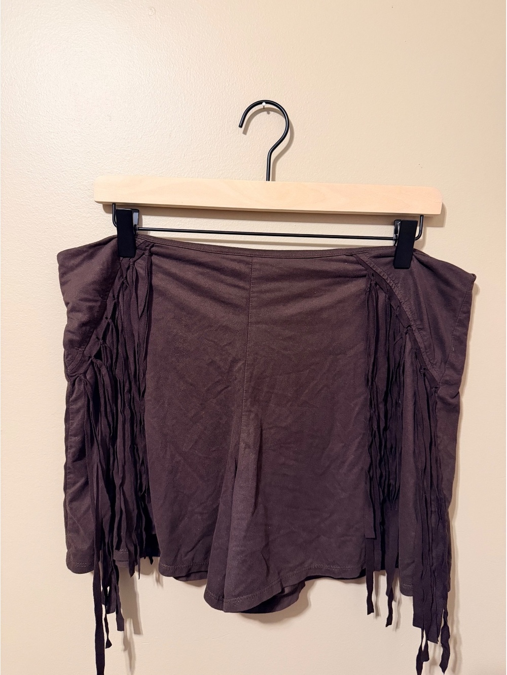 Wrangler Fringe Skort Brown Western Stretch XL NWT Faux Wrap Skirt Shorts